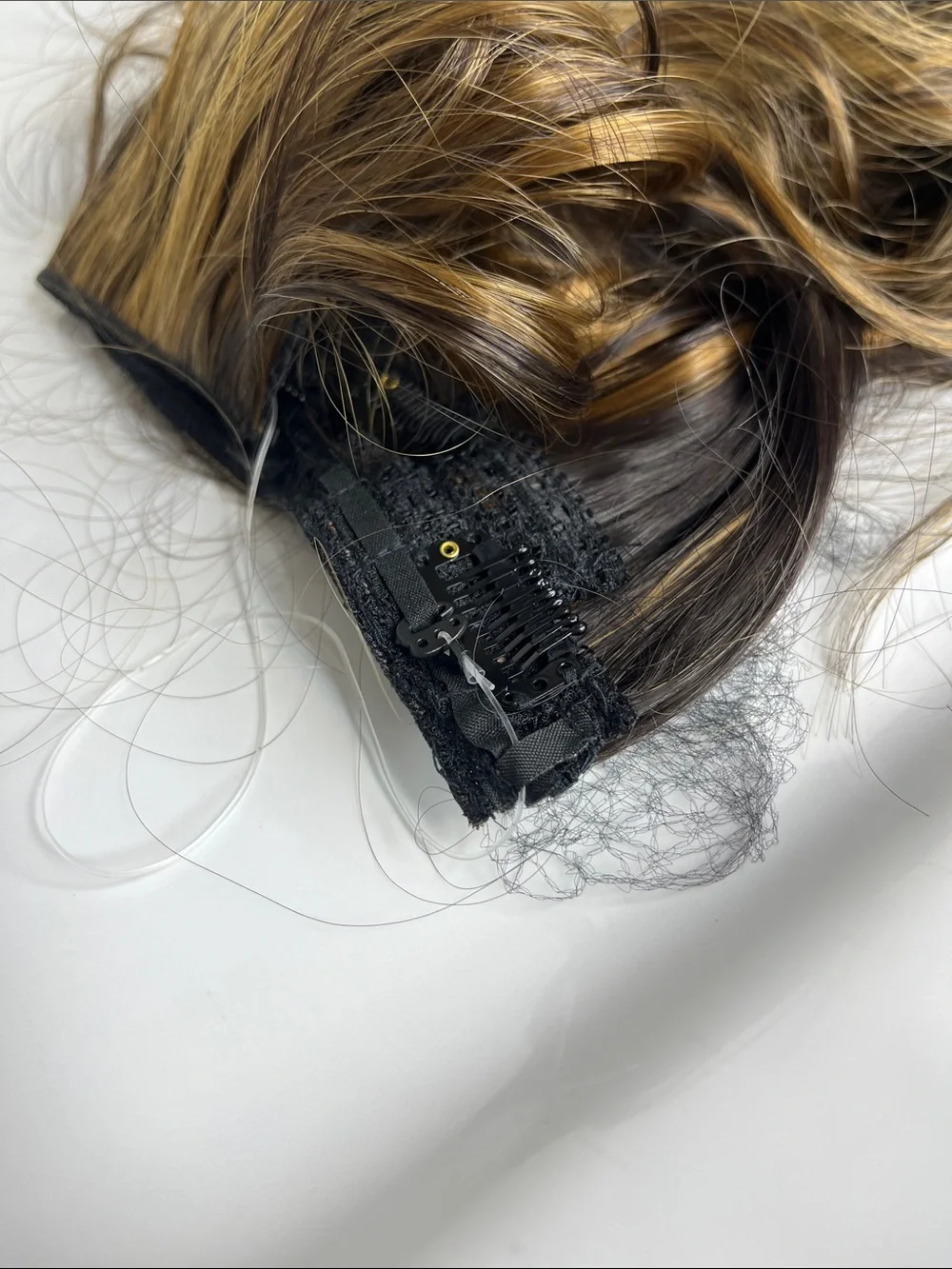 Natural Brown Clip-In Hair Extension with Blonde Highlights